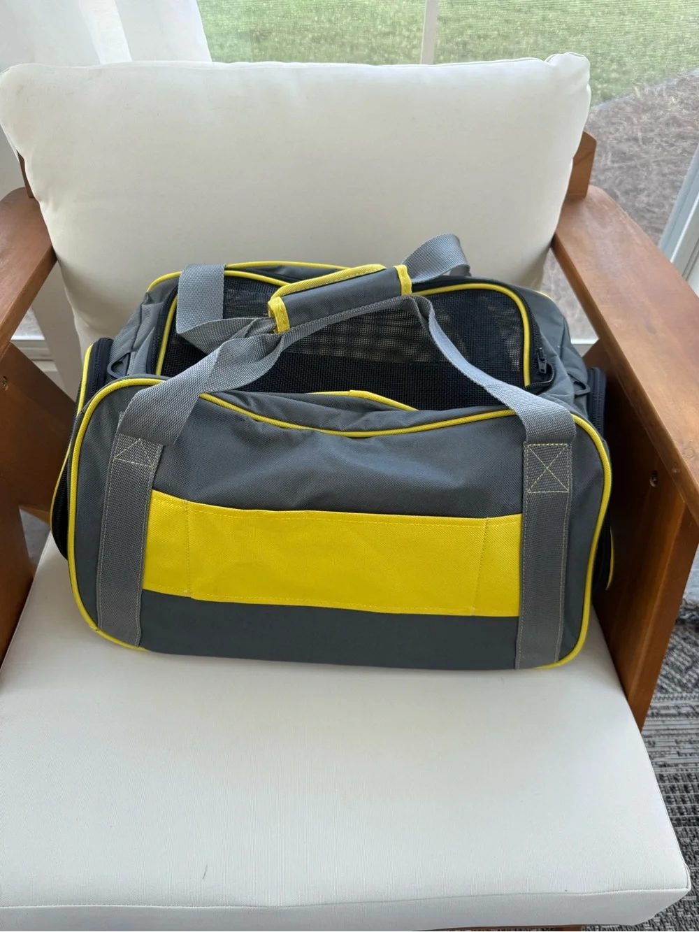 Yellow and Gray Small Pet Carrier - Portable Soft-Sided Travel Crate
